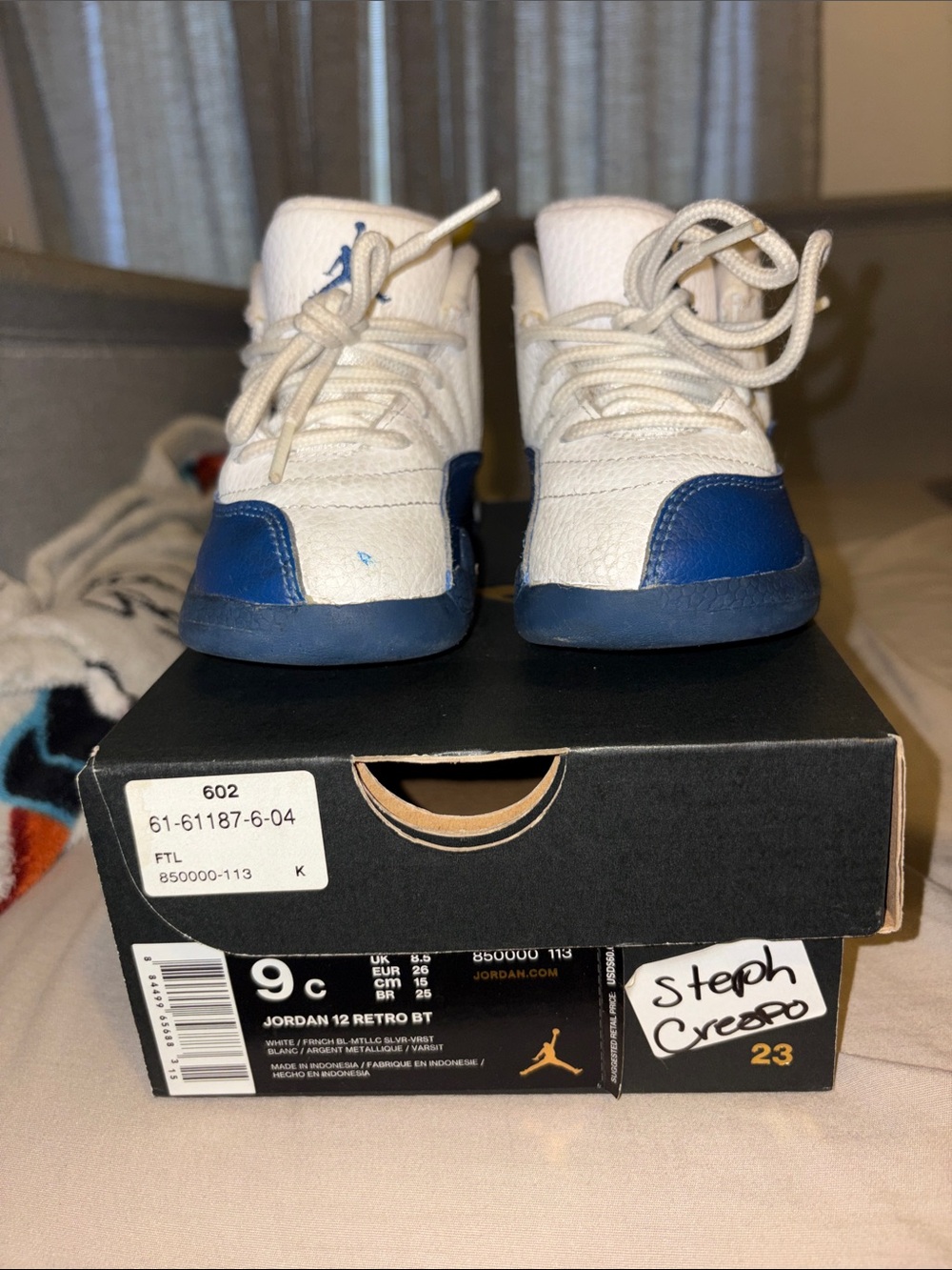Jordan Kids White and Blue Retro Sneakers